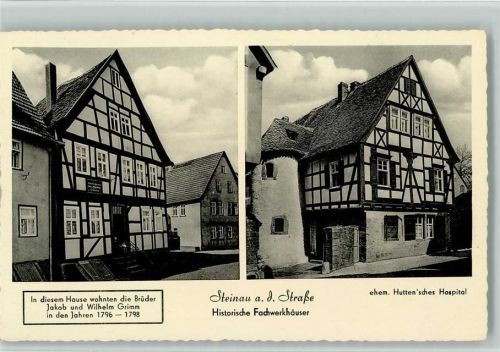 Steinau Historische Fachwerkhäuser Ehem. Hutten'sche s Hospital Brüder Grimm 2-Bildaufnahme