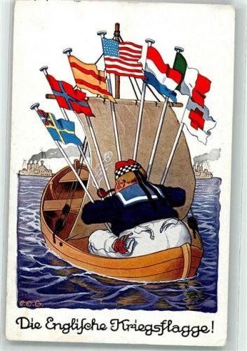 Englische Kriegsflagge WK I AK Engelhard, P.O. / POE