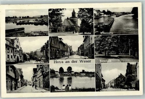 Hoya Deichstraße Schwimmbad Bürgerpark Weser Binnenfrachtschiffe Lange Straße