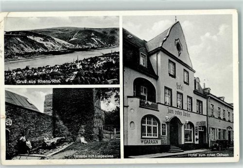 56321 W5401 Rhens - Hotel zum roten Ochsen Terrasse mit Liegewiese