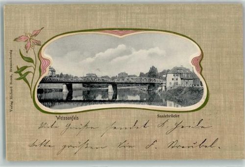 Weißenfels 1902 Saalebrücke Passepartout