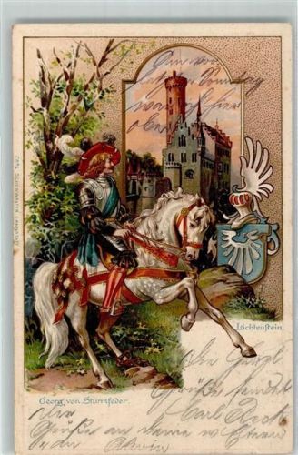 Lichtenstein 1903 Ritter Georg von Sturmfeder Schloss Wappen Pferd