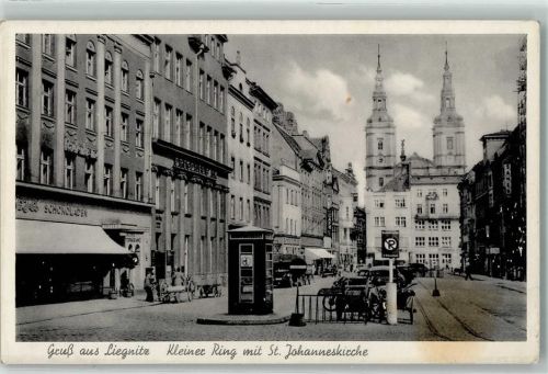 Liegnitz Kleiner Ring mit St. Johanneskirche Telefonzelle