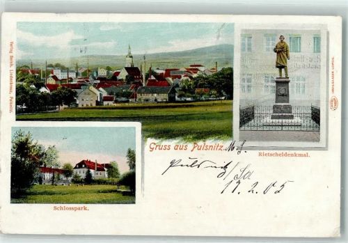 Pulsnitz 1905 Schlosspark Rietscheldenkmal