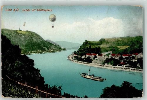 Linz Uhrfahr mit Pöstlingberg Dampfer Fesselballon