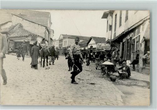 Skopje WK I Balkankrieg - Volkstypen, Straßenpartie , Händler, gute Erhaltung AK