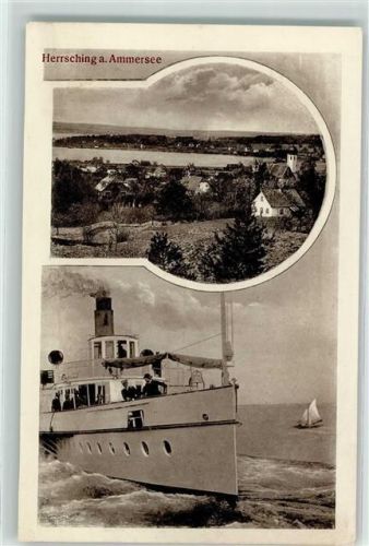 82211 W8036 Herrsching a. Ammersee - Boot Schiff Segelboot Kirche See
