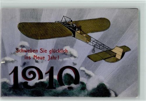 Neujahr, Jahreszahl 1910 AK Glückwunsch Flugzeug