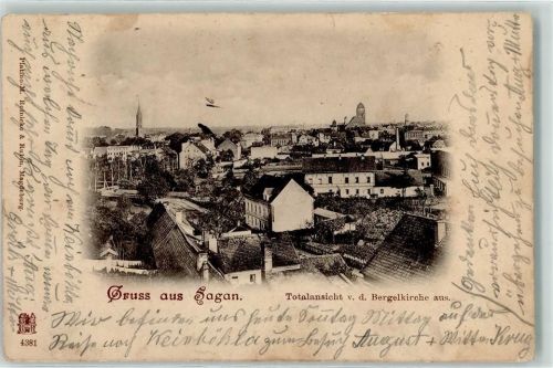 Sagan 1899 Blick von der Bergelkirche