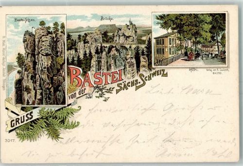 Bastei 1897 Gruss aus Baseifelsen Hotel Verlag Metz 3017 AK