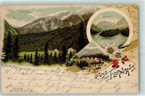 Nassereith Fernpass Blindsee Eckbug Lithographie