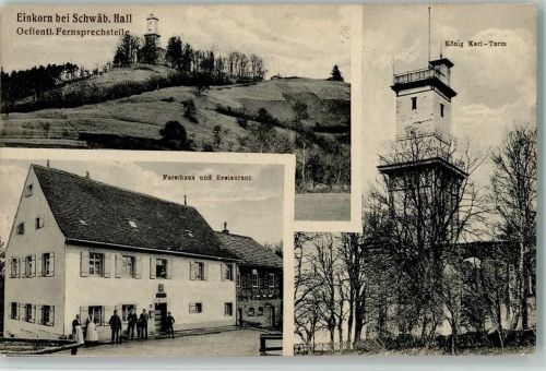 Einkorn Aussichtsturm . König Karl Turm - Forsthaus - Förster u. Personal steht vor dem Haus