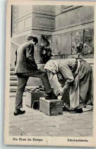 die frau im Kriege - Schuhputzerin, Berufe, Kunstverlag Kilophot 1916, Verlag Erkal Serie 350-5 - sehr gute Erhaltung AK