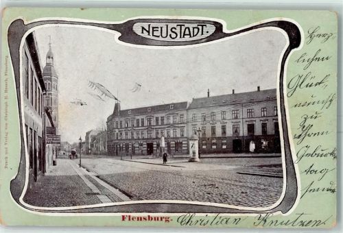 Flensburg 1901 Neustadt Litfaßsäule Passepartout