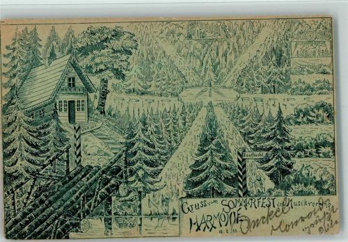 Rixdorf Gruss aus - Lithographie - Sommerfest des Musikvereins Harmonie - Ereignsi