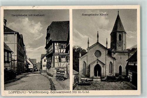 Loffenau Hauptstraße mit Rathaus Ev. Kirche