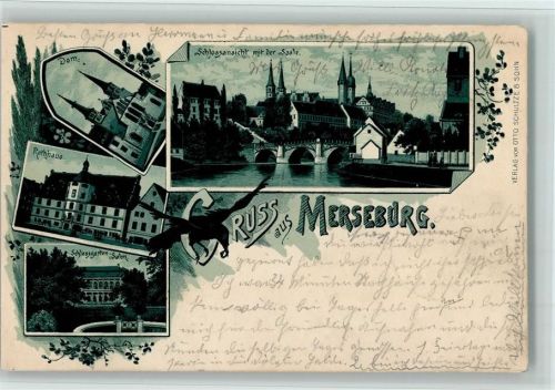Merseburg 1900 Gruss aus - Schloss, Dom, Rathaus AK