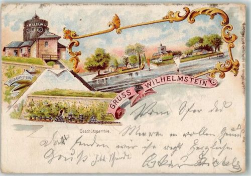 31558 W3055 Hagenburg b Wunstorf Gebrauchsspuren Festung Wilhelmstein Geschützpartie Lithographie