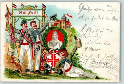 1904 Turnen Gut Heil Turnfest Fahnenträger AK