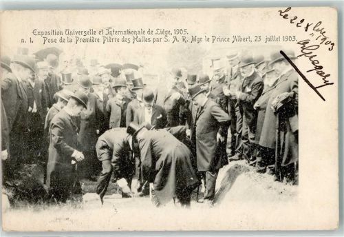 Liege 1905 Nr. 1 Pose de la Premiere des Halles par Prince Albert 1903 AK