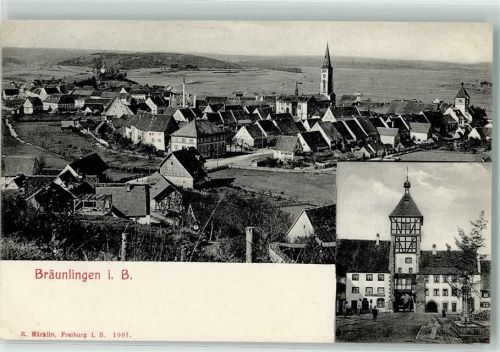 Bräunlingen 1911 Mühlentor Brunnen Stadtkirche Unsere Liebe Frau