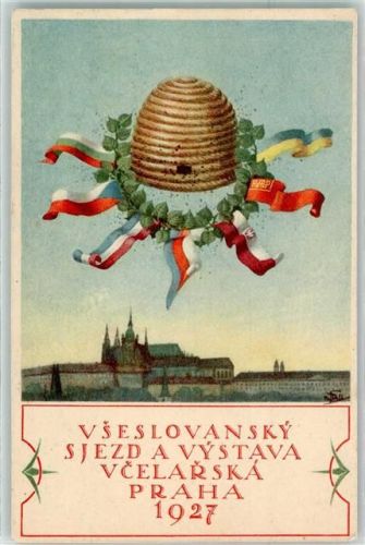 Prag 1927 Bienenkorb Bienenzucht Ausstellung Vseslovansky Sjezd a vystava vcelarska praha
