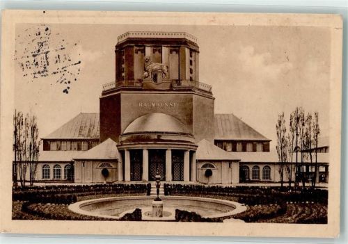 Leipzig Internat. Baufachausstellung 1913 Halle für Raumkunst Architekt G. Weidenbach und R. Tschammer Off. Postkarte Nr 54 Sonderstempel