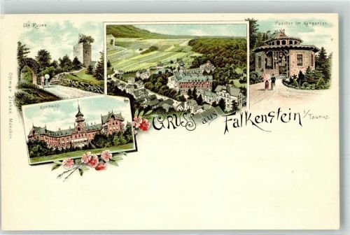 Falkenstein Ruine Kurhaus Pavillon Lithographie