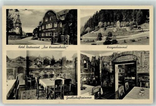 57299 W5909 Würgendorf - Hotel Restaurant zur Wasserscheide Kriegerdenkmal Wasserscheide über Burbach Kr. Siegen