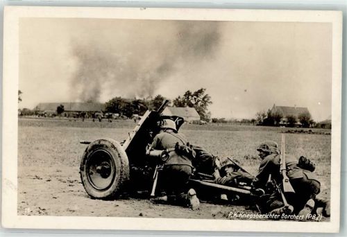 1944 3.7 cm Pak 36 Pionier-Stoßtrupp greift ein Fotograf PK Borchert Feldpost Hanau