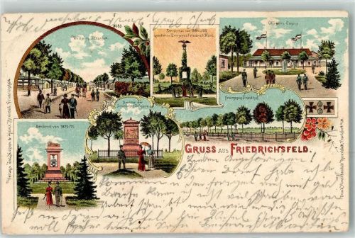 Friedrichsfeld 1900 Wilhelmstraße Denkmal 1864 1866 Offizierscasino Denkmal v. 1870 1871 Denkmal d. Schillischen Offiziere Franzosen Friedhof