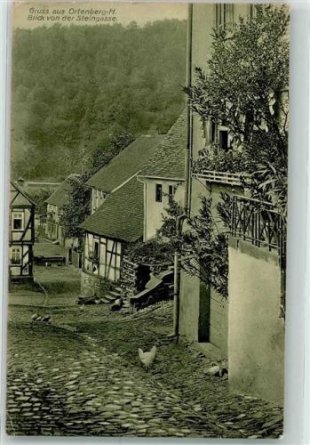 63683 W6474 Ortenberg , Hess - Blick von der Steingasse Huhn Gruss