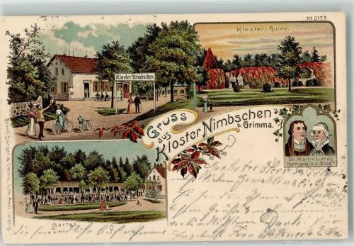 Grimma 1901 Kloster Nimbschen Kloster Ruine Garten Dr. Martin Luther und Katharina von Bore