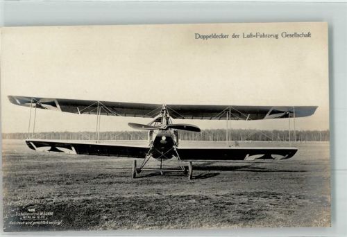 1915 Nr. 406 Doppeldecker der Luft-Fahrzeug Gesellschaft auf AK