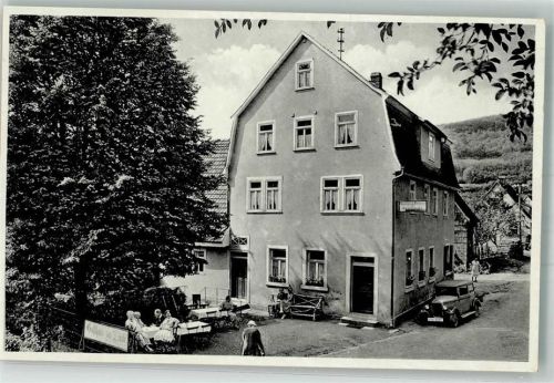 64757 W6932 Langenthal , Odenw Gebrauchsspuren Gasthaus u. Pension zur Linde Oldtimer