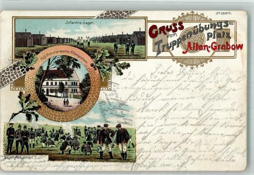 39291 O3271 Altengrabow 1904 Lithographie Truppenübungsplatz Infanterie Lager Kgl. Kommandantur Beim Abkochen Soldaten