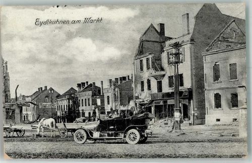 Eydtkuhnen 1916 Am Markt Oldtimer Feldpost WK I Parkkomp. II Res.-Fussart. Regt. Nr 5