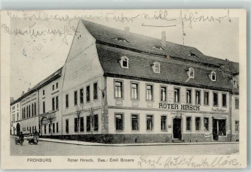 Frohburg 1910 Bahnpost Leipzig Zug 421203 19.6.10 Gasthaus Roter Hirsch