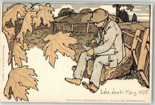 1905 Herbst Mann Sense Künstlerpostkarte Nr 11 Serie I