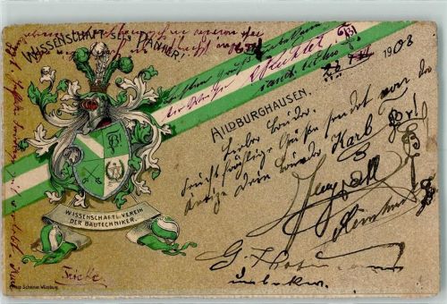 Hildburghausen 1903 Wappen Wissenschaftl. Verein der Bautechniker