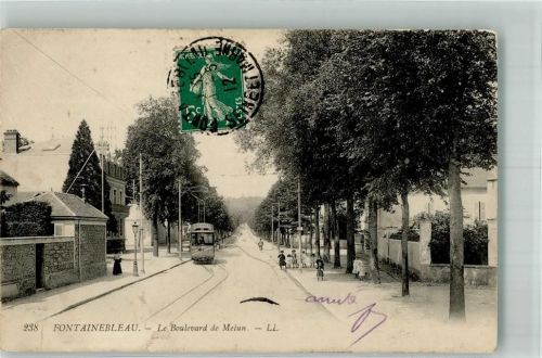 Fontainebleau 1912 Straßenbahn Le Boulevard de Melun Briefmarke Bildseite