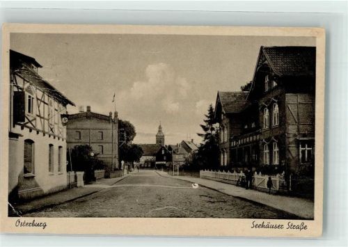 39606 O3540 Osterburg Altmark Gebrauchsspuren WK II Seehauser Straße Foto AK