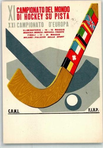 Milano XI Campionato Europa AK Eishockey 1955 Sonderstempel
