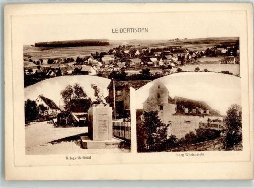 Leibertingen Kriegerdenkmal Burg Wildenstein Original aufmontierte Verlagsmusterkarte