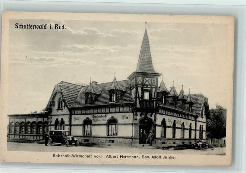 Schutterwald Bahnhofswirtschaft, Auto steht vor dem Haus, gute Erhaltung AK