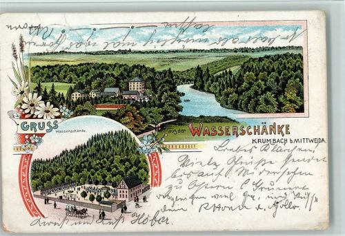 Mittweida 1899 Gruss aus - Krumbach - Wasserschänke AK