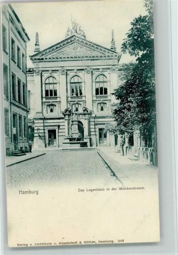 W2000 Hamburg Nr. 243 - Logenhaus AK Knackstedt+Näther 1900 Gebrauchsspuren