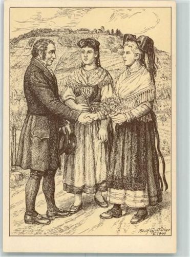 W7850 Lörrach Hebeltag Tüllinger Tracht AK Glattacker 1949