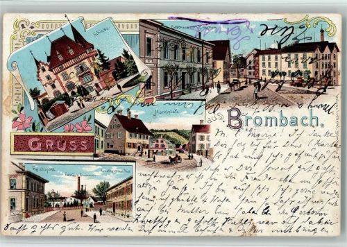 Brombach 1900 Schloss Gasthaus zum Hirschen Marktplatz Reichspost Fabriken Grossmann Gasthaus zur Post