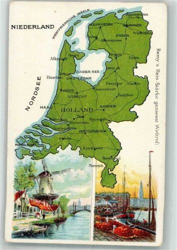 Windmühle Hafen Landkarte Niederlande